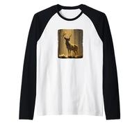 Impressionante Deer USA nella Foresta per Gli Amanti dei Vestiti patriottici Maglia con Maniche Raglan