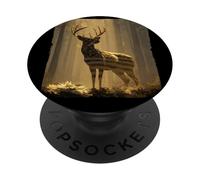 Impressionante Deer USA nella foresta per gli amanti dei vestiti patriottici PopSockets PopGrip Adesivo