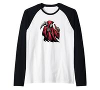 Impressionante Grim Reaper Grafica con Bottiglia di Birra Maglia con Maniche Raglan