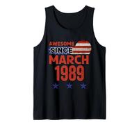 Impressionante Marzo 1989 Vintage USA Flag Classic Marzo 1989 Canotta