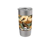 Impressionante Pellicano Marrone con New Orleans Colori Costume Bicchiere termico in acciaio inox doppia parete