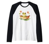 Impressionante rana in barca con fiori per gli amanti degli anfibi Maglia con Maniche Raglan
