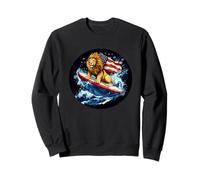 Impressionante tavola da surf Leone con bandiera americana Costume Felpa