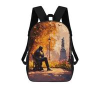 Impressionist Inspired The Thinker in Autumn Zaino Per Bambini Stampato in 3D Zaino Scolastico Per Bambini Ad Alta Capacità Zaini Da Viaggio Borse Per Libri Zaino Scolastico Per Bambini 17inch