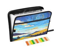Impressionist Landscape Blue Fisarmonica File Organizer 13 Tasche Espandibile Cartella File con Etichette Bill Ricevute Documenti Holder