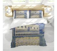 Impressionista Venezia scena stampa 3 pezzi biancheria da letto acqua edificio riflessioni blu piumino copripiumino Set 1 copripiumino 2 cuscini Shams 200x220cm