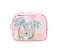 Impressions Vanity Stitch Sunset - Trousse da viaggio, in finta pelle saffiano, borsa per il trucco da donna con interno foderato, tasche a scomparsa, astuccio per trucchi con hardware dorato