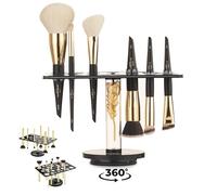 ImpressionZ Luxurious Makeup Brush Holder and Drying Rack with 360° Rotating Base - Acrylic Makeup Brush Organizer with 32 Slots for All Types of Brushes, Space-Saving & Efficient Design