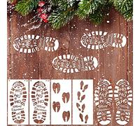 Impronta di Babbo Natale 4 Pezzi Babbo Natale Babbo Impronte Impronte Stencil Riutilizzabile di Santa Boot Stampe Renna Elf Footprint Stencil Vacanze di Natale Stencil
