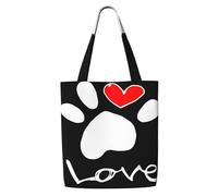 Impronta di zampa di cane Amore,Borse della spesa riutilizzabili, borse per la spesa, borsa a tracolla in tela di grande capacità