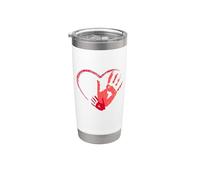 Impronte a mano in un cuore rosso Bicchiere termico in acciaio inox doppia parete