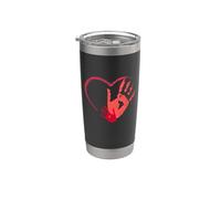 Impronte a mano in un cuore rosso Bicchiere termico in acciaio inox doppia parete