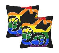 Impronte di Orso Arcobaleno LGBT Gay Pride 2 Pezzi Copricuscini Divano Interessante Fodere per Cuscini Morbida Caso Fodere per Casa Sedia Letto 45X45Cm