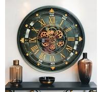 ImprovingLife The Gears Clock - Orologio da parete con ingranaggi mobili reali, linea Belgio, con copertura in vetro, 66 cm, colore: Nero