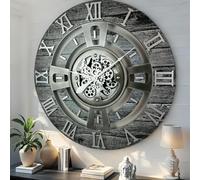 ImprovingLife The Gears Clock Real Moving Gear Orologio da parete della linea Inghilterra (grigio carbonio, 60 cm)