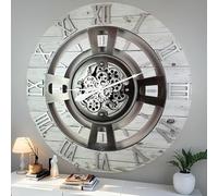 ImprovingLife The Gears Clock Real Moving Gear Orologio da parete della linea Inghilterra (White Farmhouse, 60 cm)