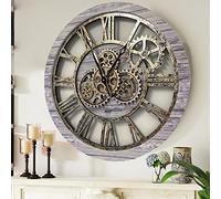 ImprovingLife The Original Real Moving Gear Orologio da parete Vintage Industriale Oversize Rustico Casale (60 cm), Grigio Argento