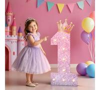Imprsv Decorazioni per feste di compleanno a tema principessa, 1,9 m di altezza, per la prima volta e la prima grande, illuminata, decorazione per feste a tema principessa, centrotavola, fondali