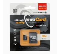 Imro Scheda di Memoria microSD 64GB 100MB/s Classe 10 UHS 3 con Adattatore SD