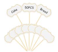 imSHHWcs Stuzzicadenti Decorativi 50pcs | Etichette Buffet con Lavagnette Lunghe per Confettata, Formaggio, Piante | Pennarelli Alimentari e Targhette Bianche per Feste/Matrimoni,Bianco