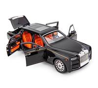 imtfzct 1/18 Rolls Royce Phantom modellino auto in metallo leggero pressofuso trolley giocattolo auto classica modello a due porte logo pieghevole regalo (nero)