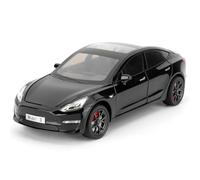 imtfzct Tesla Model 3 auto giocattolo, 1/24 modello in lega di fusione con funzione di suono e luce e funzione pull-back, può aprire la porta, modello da collezione, regalo per bambini (nero)