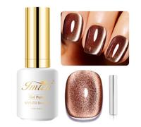 Imtiti Smalto Gel Marrone Colore Oro, 15ML Olografico 9D Occhi di Gatto Glitter Magnetico Smalto Gel UV con Stick Magnetico per Salone Unghie
