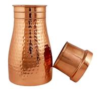 IMTRA FASHION Brocca In Rame Caraffe Da Comodino 1.2 Litro/40 Once Bottiglia D'Acqua Per Camera Da Letto Benefici Per La Salute Ayurvedici Fiaschetta Martellata Per Sport E Yoga