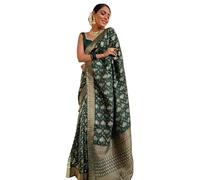 IMTRA FASHION Designer Saree Per Donna Indiano Stile Kanjivaram Banarasi Jacquard Sari Con Camicetta Scucita-Verde