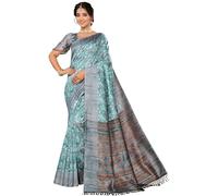 IMTRA FASHION Sari Etnico Per Donna Sari In Seta Artistica Litchi Stampato Indiano Con Pezzo Di Camicetta Non Cucito-Verde