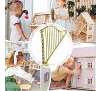 Imtrub giocattolo per arpa,Piccole arpe,Set di 5 moi di strumenti in miniatura | Simulazione del giocattolo 'arpa a casa e bambole in miniatura 1:12 Decorazione 'albero di Natale 'arpa retrò,