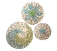 Imtrub Set di 3 cesti decorativi da parete, in marina, rotondi, da appendere, in stile rustico, realizzato a mano, per fattoria, armadio, cabina, scaffale