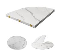 IMUNKT 120cm Piano Pieghevole Rotondo, Legno Massello Spessore 1.8cm, Superficie Tavolo Pieghevole 4 Punti, Senza Gambe, Solo Piano Per Casa, Feste, Commerciale(White marble,180cm/71")