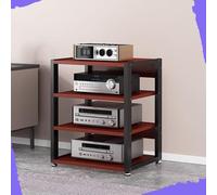 IMUNKT 3 4 5 Livelli Mobile Componenti Stereo, HiFi Rack Audio AV Tower Media Stand, Rack Amplificatore Supporto Per Giradischi, Regolabile Mobiletto Portaoggetti, Legno & Metallo(Teak,4 Tier-50X40X69