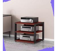 IMUNKT 3 4 5 Livelli Mobile Componenti Stereo, HiFi Rack Audio AV Tower Media Stand, Rack Amplificatore Supporto Per Giradischi, Regolabile Mobiletto Portaoggetti, Legno & Metallo(Teak,3 Tier-50X40X48