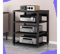 IMUNKT 3 4 5 Livelli Mobile Componenti Stereo, HiFi Rack Audio AV Tower Media Stand, Rack Amplificatore Supporto Per Giradischi, Regolabile Mobiletto Portaoggetti, Legno & Metallo(Black,4 Tier-50X40X6