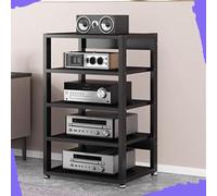 IMUNKT 3 4 5 Livelli Mobile Componenti Stereo, HiFi Rack Audio AV Tower Media Stand, Rack Amplificatore Supporto Per Giradischi, Regolabile Mobiletto Portaoggetti, Legno & Metallo(Black,5 Tier-50X40X9