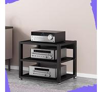IMUNKT 3 4 5 Livelli Mobile Componenti Stereo, HiFi Rack Audio AV Tower Media Stand, Rack Amplificatore Supporto Per Giradischi, Regolabile Mobiletto Portaoggetti, Legno & Metallo(Black,3 Tier-50X40X4