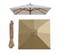 IMUNKT 3x3m Quadrato Baldacchino Per Ombrellone Da Giardino 8 Stecche Telo Di Ricambio Per Ombrellone Da Tavolo Palo Centrale, Copertura Poliestere 200g/㎡(Khaki)