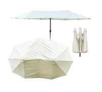 IMUNKT Copertura di Ricambio per Ombrellone Doppio 12 Stecche, Telo di Ricambio per Ombrellone Extra Large, Copertura in Tessuto per Ombrellone da Giardino, Patio, Piscina(Beige)