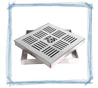 IMUNKT Copertura Di Scarico In Acciaio Inossidabile 304, Quadrato Scarico A Pavimento, Griglie Di Drenaggio Esterni, Griglie Fognarie, 10x10 15x15 20x20 25x25 30x30cm(Type 3,20x20x2cm/7.9x7.9x0.8")