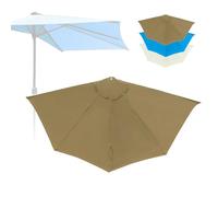 IMUNKT Copertura di Ricambio per Ombrellone Mezzaluna 270cm 5 Stecche, Telo di Ricambio, Tettuccio Superiore di Ricambio per Ombrellone da Giardino, Beige/Blu(Khaki)