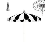 IMUNKT Grande Ombrello Pagoda Parasole Da Giardino Esterno Ø 230cm Ombrellone Da Spiaggia Protezione UV Antivento Per Balcone, Piscina, Terrazza(Black white)