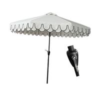 IMUNKT Ombrellone con Frange per Spiaggia, Giardino, Terrazza, Balcone e Piscina, 2.1/2.5/2.7/3m, Grande Ombrellone da Spiaggia con Manovella, Bianco, Stile Bohemien(210cm/7ft)