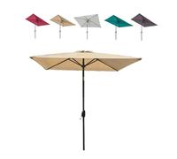 IMUNKT Ombrellone da Giardino Quadrato con Manovella Reclinabile 2x2m 2x3m Ombrellone da Spiaggia Ombrellone da Balcone Portatile per Mercato, Cortile, Esterni(Khaki,2x3m(6.5'x10'))