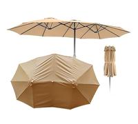 IMUNKT Copertura di Ricambio per Ombrellone Doppio 12 Stecche, Telo di Ricambio per Ombrellone Extra Large, Copertura in Tessuto per Ombrellone da Giardino, Patio, Piscina(Khaki)