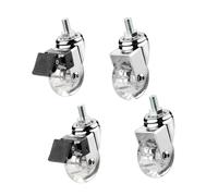 IMUNKT Ruote Trasparent per Mobili con Filettato M8 M10 Rotelle Girevoli 35/50mm Piccole Rotelle con Freno per Tavolino, Carrello(2swivel+2with Brake,1.5in-M10)