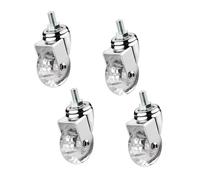 IMUNKT Ruote Trasparent per Mobili con Filettato M8 M10 Rotelle Girevoli 35/50mm Piccole Rotelle con Freno per Tavolino, Carrello(4swivel,1.5in-M8)