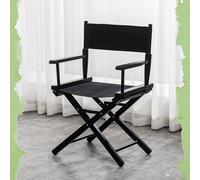 IMUNKT Sedia Da Regista Nera, Sgabello Pieghevole In Legno, Sedia Da Trucco 75cm, Sgabello Da Giardino Esterno Con Seduta In Tessuto(All Black,44cm/17in)