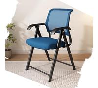 IMUNKT Sedia Da Ufficio Sedia Pieghevole Con Braccioli, 45cm Sedia Da Conferenza Ergonomiche, Struttura Metallica, Sedie Riunioni Con Seduta Imbottita, Nera(Blue)